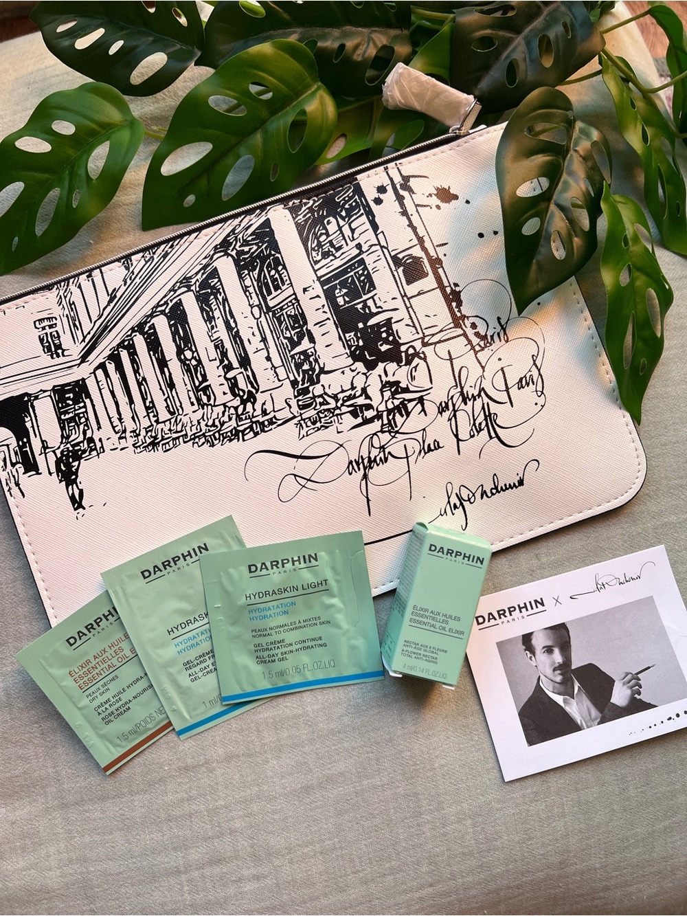 DARPHIN Skincare Samples with Artistic Illustrated Clutch